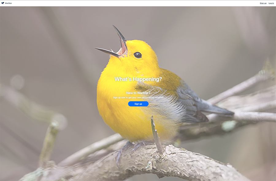 Warbler landing page